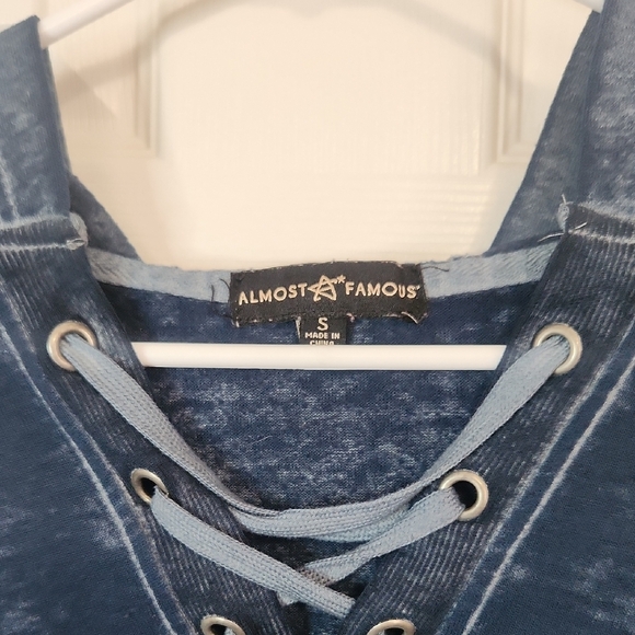 Almost Famous Blue Cowl Neck Sweater with Long Sleeves - Picture 4 of 5